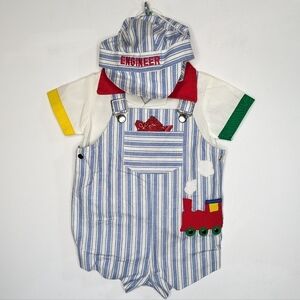 Vintage blue white red engineer 3 piece set 3-6mo